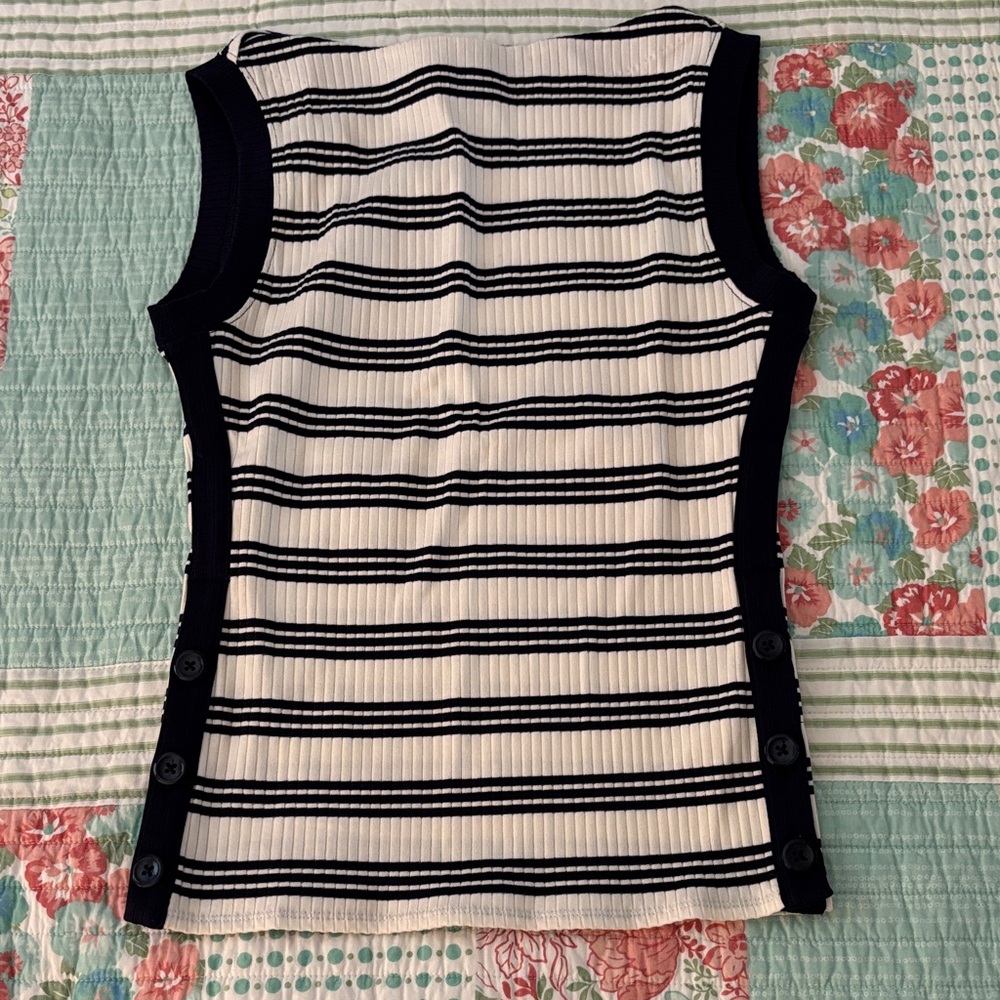 J. Crew NWT Black and White Striped Tank Top